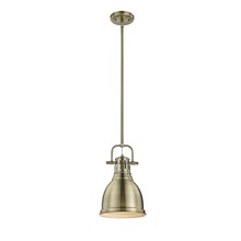 3604-S AB-AB - Duncan Small Pendant with Rod in Aged Brass with an Aged Brass Shade